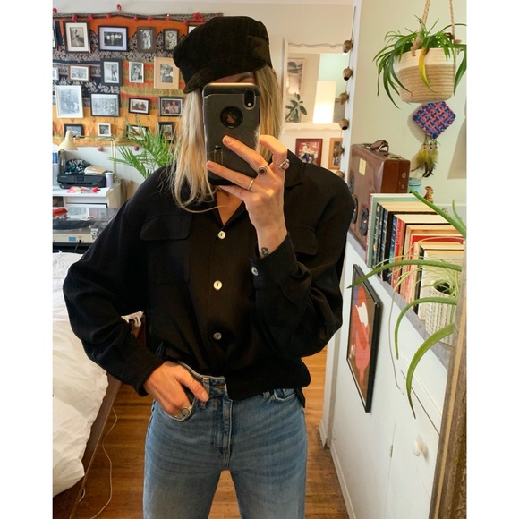 Vintage Tops - Vintage Oversized Button Down 100% Silk Blouse